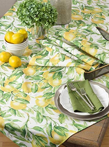 Fennco Styles Lemon Printed Cloth Napkins 20 x 20 Inch, Set of 4 - Multicolored Dinner Napkins for Home Décor, Dining Room, Banquets, Everyday Use and Special Occasions