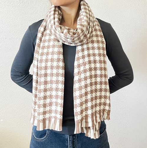 stylesilove Women Windmill Pattern Woven Cashmere Scarf with Fringe Warm and Ultra Soft Scarves Shawl Neck Wraps