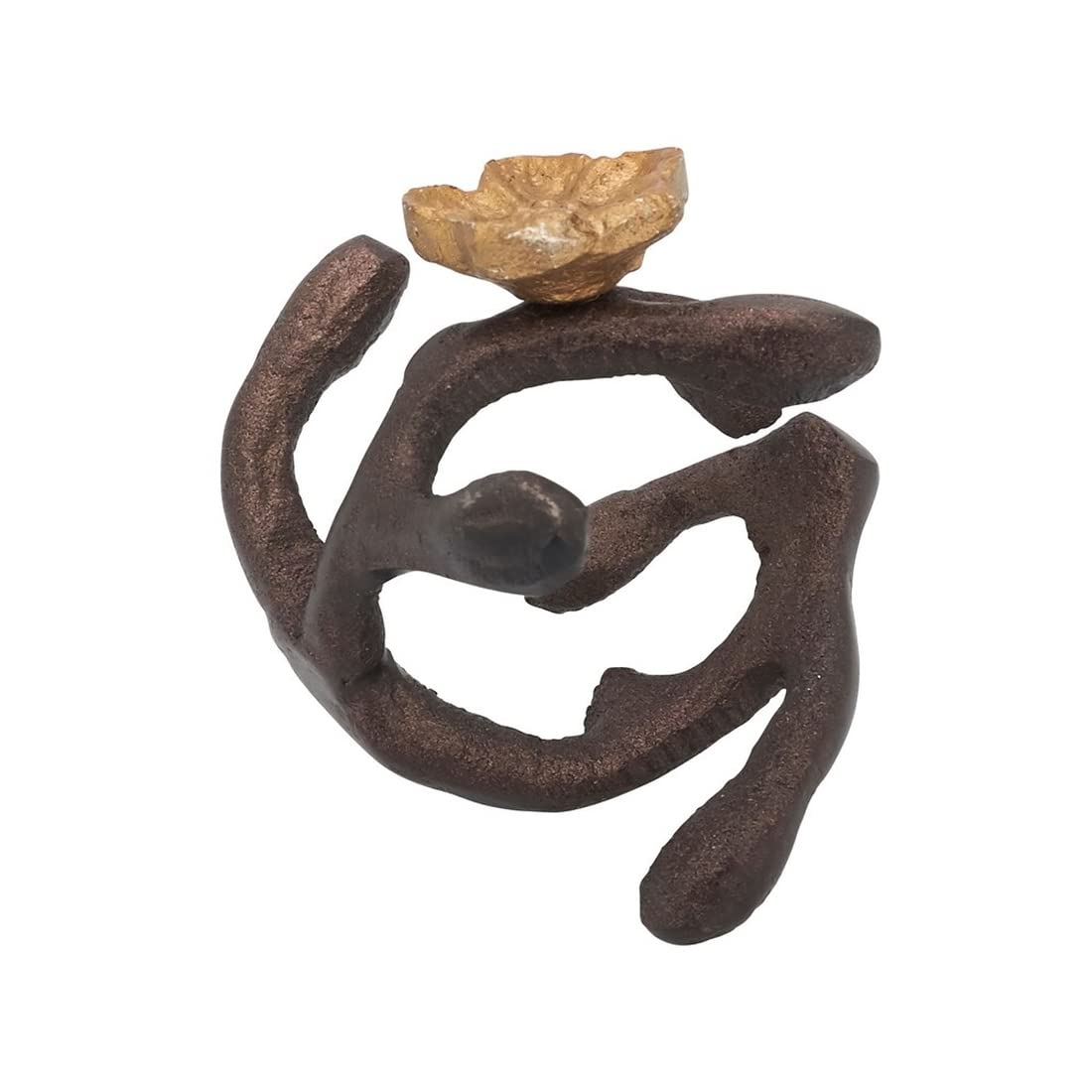 Fennco Styles Modern Orchid Twigs Aluminum Napkin Rings, Set of 4 - Bronze Branch Metal Napkin Holder for Everyday Use, Dining Table Décor, Banquets and Special Occasions