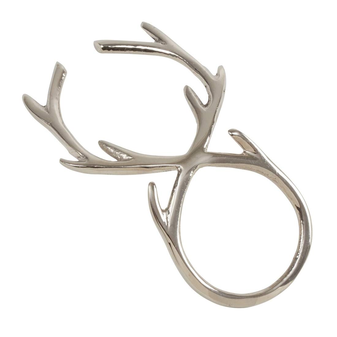 Fennco Styles Holiday Antler Metal Napkin Rings, Set of 4 - Silver Decorative Napkin Holders for Home, Dining Room, Banquet, Family Gathering, Holiday and Special Occasion