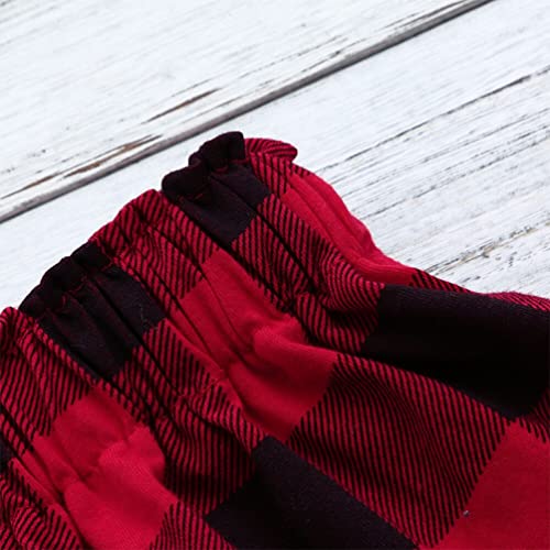 stylesilove Baby Girls Bowknot Short Sleeve Black Cotton Bodysuit, Plaid Skirt with Headband 3pcs Holiday Outfit