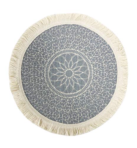 Fennco Styles Unique Dream Catcher Fringe Cotton Placemats 14-inch Round, Set of 4 - Boho Decorative Table Mats for Home Decor, Dining Table, Banquets and Special Events