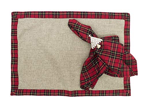 Fennco Styles Holiday Deer Tartan Plaid Ruffle Border Christmas Decorative Throw Pillow