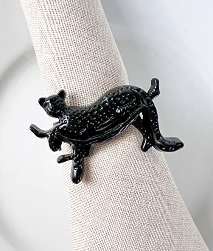 Fennco Styles Leopard Metal Napkin Rings, Set of 4 – Bronze Animal Napkin Holders for Home Décor, Dining Table, Family Gathering, Themed Party, Banquet and Special Occasion