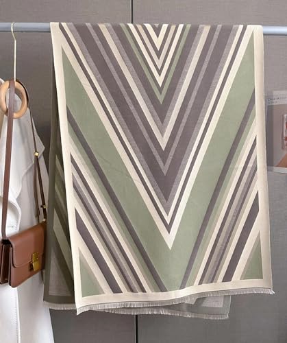 stylesilove Women Vivid Striped Cashmere Like Scarf Warm Ultra Soft Scarves Shawl Neck Wraps for All Season, 4 Colors