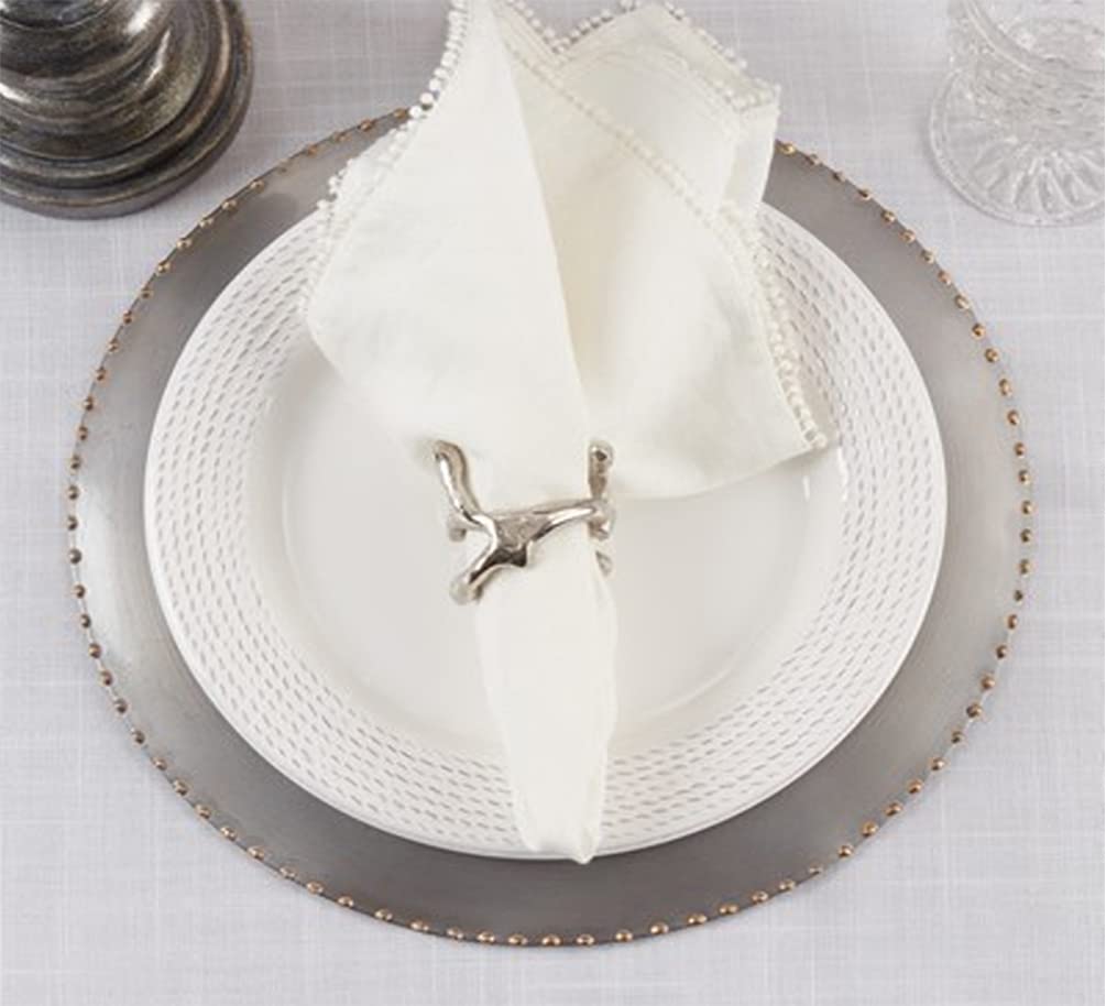Fennco Styles Modern Twigs Aluminum Napkin Rings, Set of 4 - Bronze Branch Metal Napkin Holder for Everyday Use, Dining Table Décor, Banquets and Special Occasion