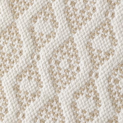 Fennco Styles Modern Diamond Woven Placemats 12" W x 19" L, Set of 4 - Grey Geometric Fringe Table Mats for Dining Room, Banquets, Family Gatherings, and Holidays