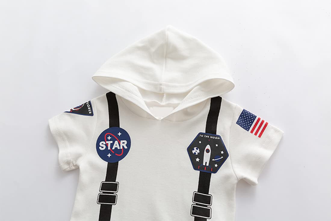 stylesilove Baby Toddler Boys Astronaut Cotton Hooded Romper Spaceman Jumpsuit Outfit