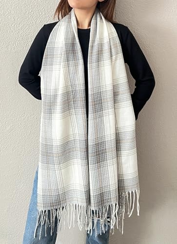 stylesilove Women Classic Plaid Fringe Cashmere Scarf Warm Ultra Soft Scarves Shawl Neck Wraps for All Season, 6 Colors