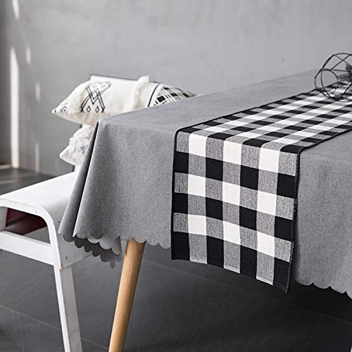 Fennco Styles Rustic Collection Buffalo Check with Rolled Hem Edge Table Runner