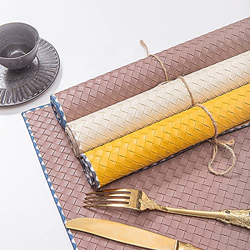 Fennco Styles Modern Basket Weave Placemats 13" W x 18" L, Set of 4 - Woven Table Mats Heat Resistant Insulation Anti-Slip for Home, Boho Décor, Dining Table, Banquets and Special Events