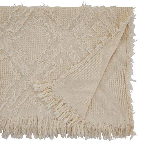 Fennco Styles Waffle Weave Modern Cotton Rectangular Table Runner with Fringe – 16”W x 72”L Table Cover for Home Décor, Dining Table, Banquets, Holidays and Special Occasions