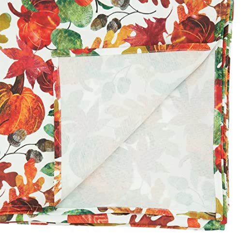 Fennco Styles Pumpkin Foliage Harvest Tablecloth - Multicolor Fall Leaves Table Cover for Thanksgiving, Seasonal Décor, Banquet, Family Gathering and Special Events