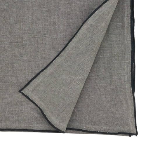 Fennco Styles Stonewashed Stitch Border Table Runner 16" W x 72" L - 100% Linen Solid Color Table Cover for Home, Dining Table Décor, Holidays, Banquets, and Special Occasions