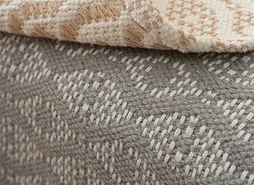 Fennco Styles Modern Diamond Woven Table Runner 14" W x 72" L - Ivory Geometric Fringe Table Mats for Dining Room, Banquets, Family Gatherings, and Holidays