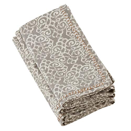 Fennco Styles Medallion Cotton-Linen 18 x 18 Inch Cloth Table Napkins, Set of 4 for Dining Table, Dinner Parties, Wedding, Special Events