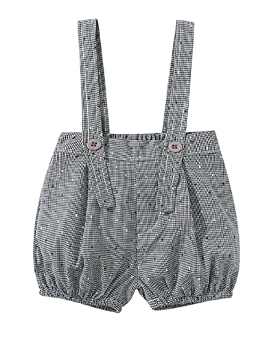 stylesilove Baby Boys Short Sleeve Collared Bodysuit and Suspender Shorts, Bowtie 3pcs Gentleman Set Cotton Overalls Outfit