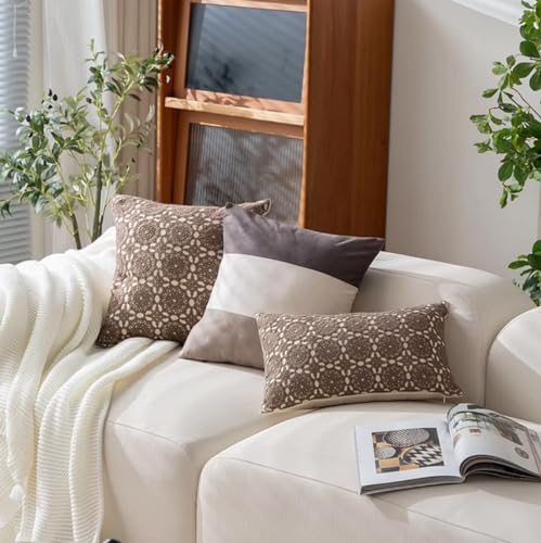 Fennco Styles Embroidered Lace Floral Decorative Throw Pillow Cover