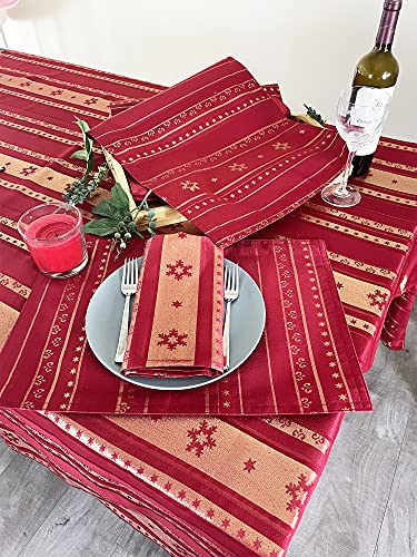 Fennco Styles Holiday Snowflake Printed Table Runner 16" W x 54" W - Red Woven Table Cover for Home Décor, Banquet, Family Gathering, Christmas, Special Occasion