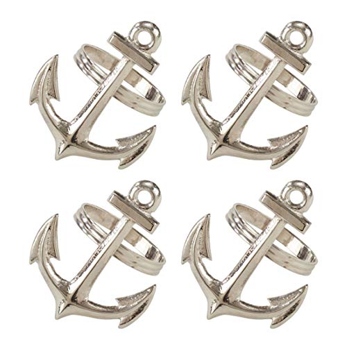 Fennco Styles Silver Brass Casual Napkin Rings, Set of 4 - Aluminium Napkin Holders for Home, Holiday Décor, Family Gathering and Special Events