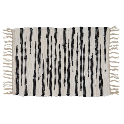 Fennco Styles Unique Chindi Design 100% Cotton Decorative Throw Pillow - Black Accent Pillow for Home, Couch, Living Room and Office Décor