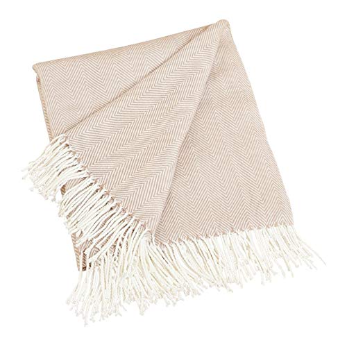 Fennco Styles Herringbone Collection Contemporary Fringed 50 x 60 Inch Throw - Variety Colors Throw Blanket for Couch, Bedroom and Living Room Décor