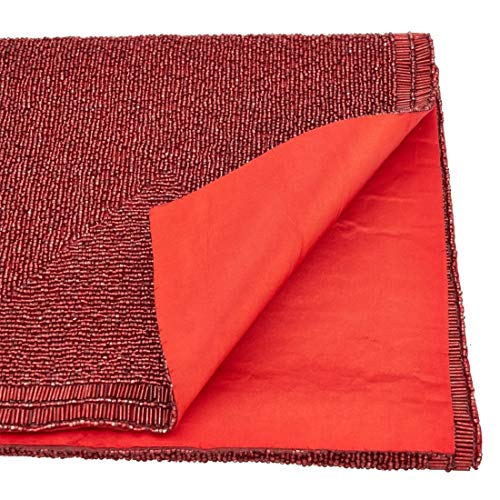 Fennco Styles Luxe Beaded Design Table Runner 13 x72 Inch - Gold Table Cover for Home Décor, Dinig Table, Banquets, Wedding and Special Events