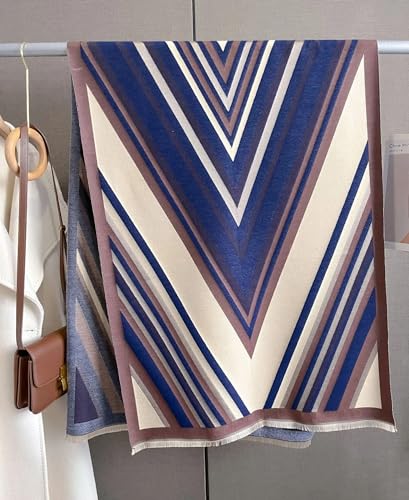 stylesilove Women Vivid Striped Cashmere Like Scarf Warm Ultra Soft Scarves Shawl Neck Wraps for All Season, 4 Colors