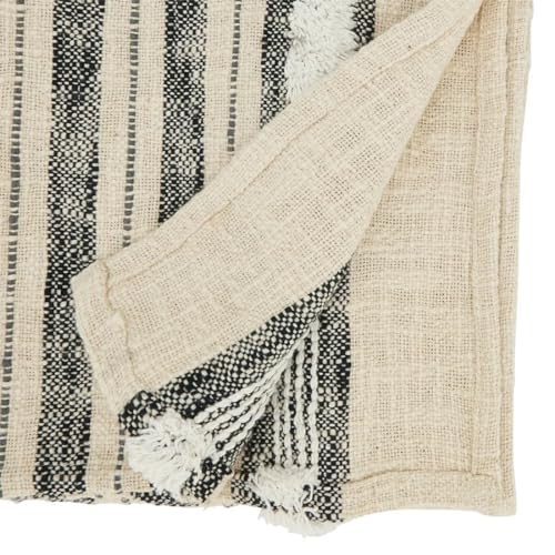 Fennco Styles Tufted Stripe Modern Cotton Table Runner 16”W x 72" L - Natural Woven Table Cover for Home Décor, Dining Table, Banquets, Holidays and Special Occasions