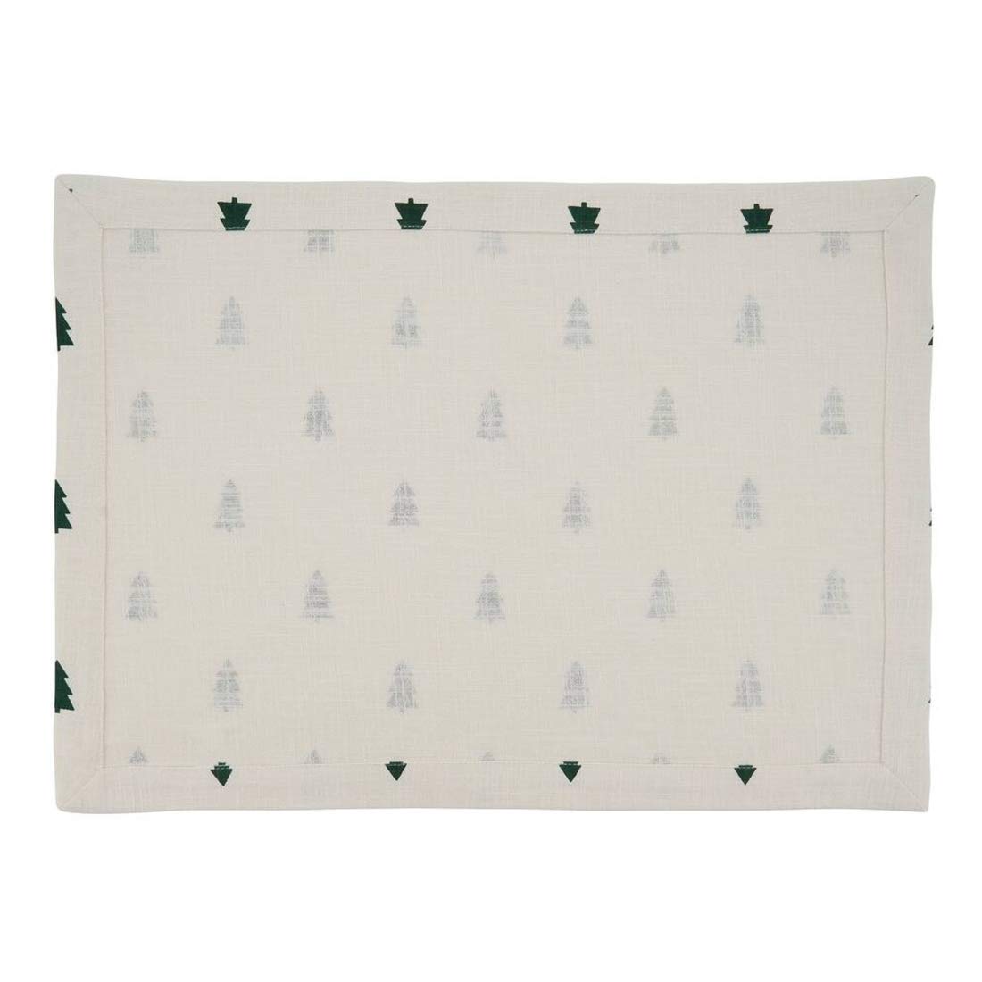 Fennco Styles Christmas Tree Cotton Table Runner 14" W x 72" L - Ivory Holiday Table Cover for Home Décor, Everyday Use, Banquet, Family Gathering and Special Occasion