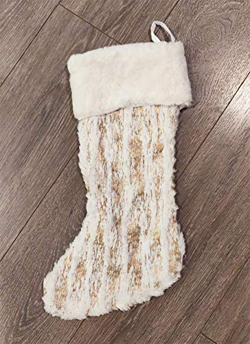 Fennco Styles Holiday Brushed Foil Print Faux Fur Christmas Tree Skirt - Metallic Design Tree Skirt for Home, Holiday Tree, Indoor and Special Occasion