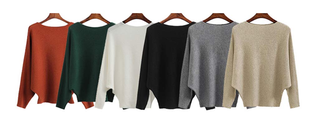 Styles I Love Women Autumn Winter Boat Neck Batwing Sleeve Pullover Knitted Sweater Long Sleeve Loose Top