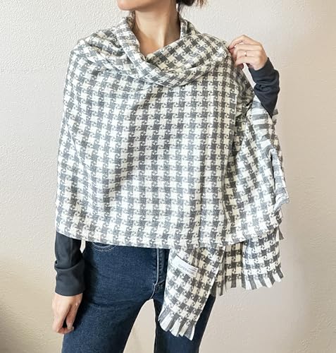 stylesilove Women Windmill Pattern Woven Cashmere Scarf with Fringe Warm and Ultra Soft Scarves Shawl Neck Wraps