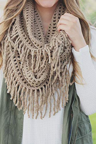 stylesilove Women Cozy Knit Tassel Infinity Loop Scarf - 8 Colors