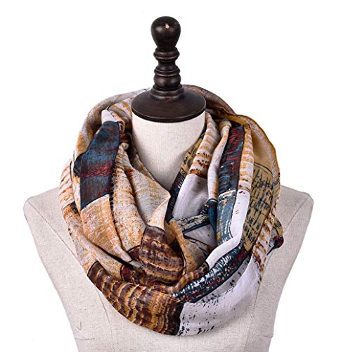 stylesilove Women Girls Color Block Abstract Print Infinity Loop Scarf Lightweight Autumn Wrap Neck Warmer