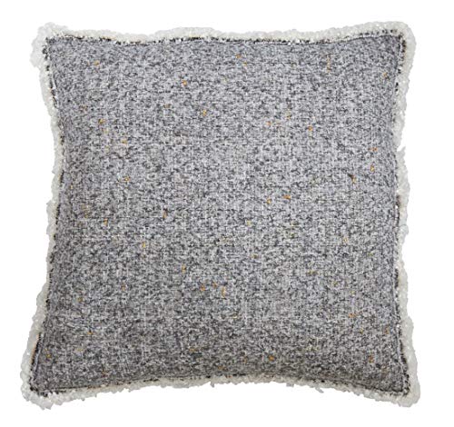 Fennco Styles Modern Shimmering Decorative Throw Pillow with Fringe Design – Neutral Accent Pillow for Couch, Sofa, Bedroom, Office and Living Room Décor