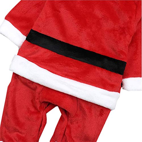 stylesilove Baby Boy Santa Claus Christmas Long Sleeve Fleece Romper with Hat 2pcs Red Winter Holiday Outfit
