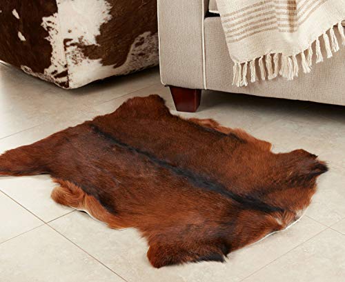 Fennco Styles Glamour Goat Fur 24" W x 35" L Throw Rug - Brown Area Rug for Home Décor, Bedroom, Living Room, Floor Décor, Sofa, Couch and Any Special Occasion