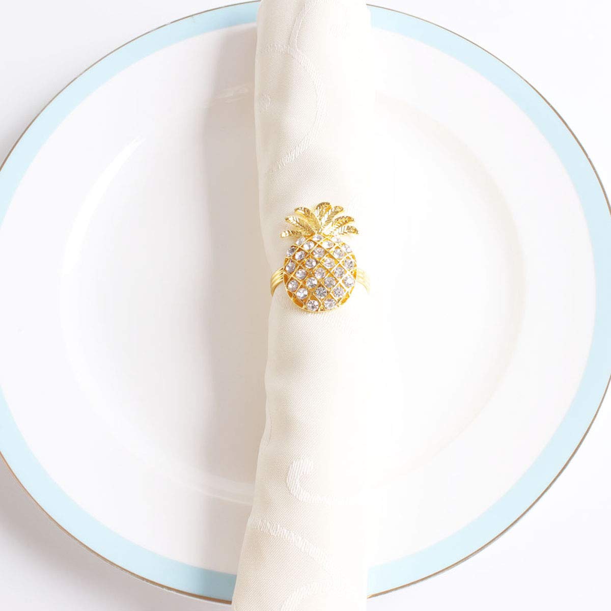 Fennco Styles Stylish Pineapple Metal Napkin Rings - Set of 4