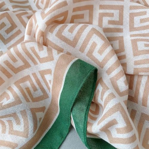 stylesilove Women Geometric Maze Print Scarf with Border Design Soft Shawl Scarves Neck Wraps for All Season, 3 Colors