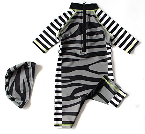 stylesilove Baby Little Boy Kids Zebra Costume Swimsuit and Hat 2 Pieces Set