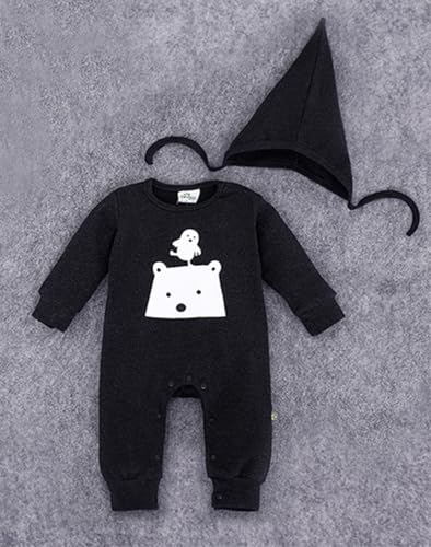 stylesilove Polar Bear Unisex Baby Boys and Girls Coverall Cotton Romper and Hat 2-piece Fall Winter Clothing Set