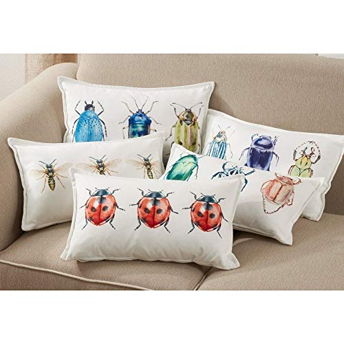 Fennco Styles Bugs Design 12”W x 20”L Decorative Throw Pillow – Rectangular Nature-Inspired Cushion for Couch, Sofa, Bedroom, Office and Living Room Décor