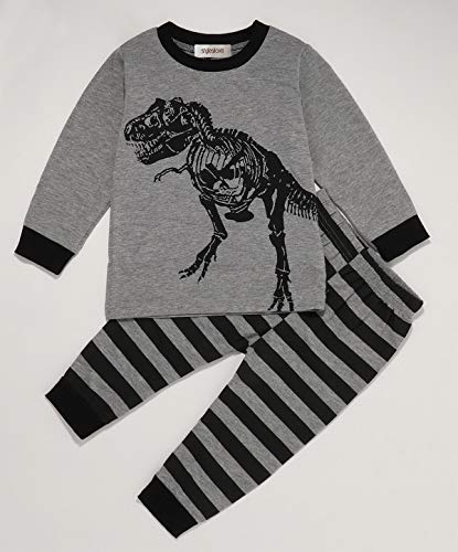 Styles I Love Baby Boys Grey Dinosaur T-Shirt and Stripe Pants 2pcs Long Sleeve Cotton Outfit