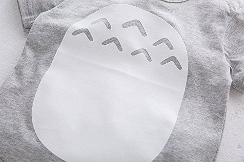 stylesilove Unisex Baby Boys Girls Grey Short Sleeve Cotton Romper with Hat 2pcs Cartoon Summer Outfit
