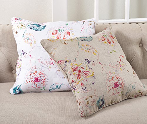 Fennco Styles 20-inch Printed Floral Down Filled Linen Throw Pillow - 2 Colors