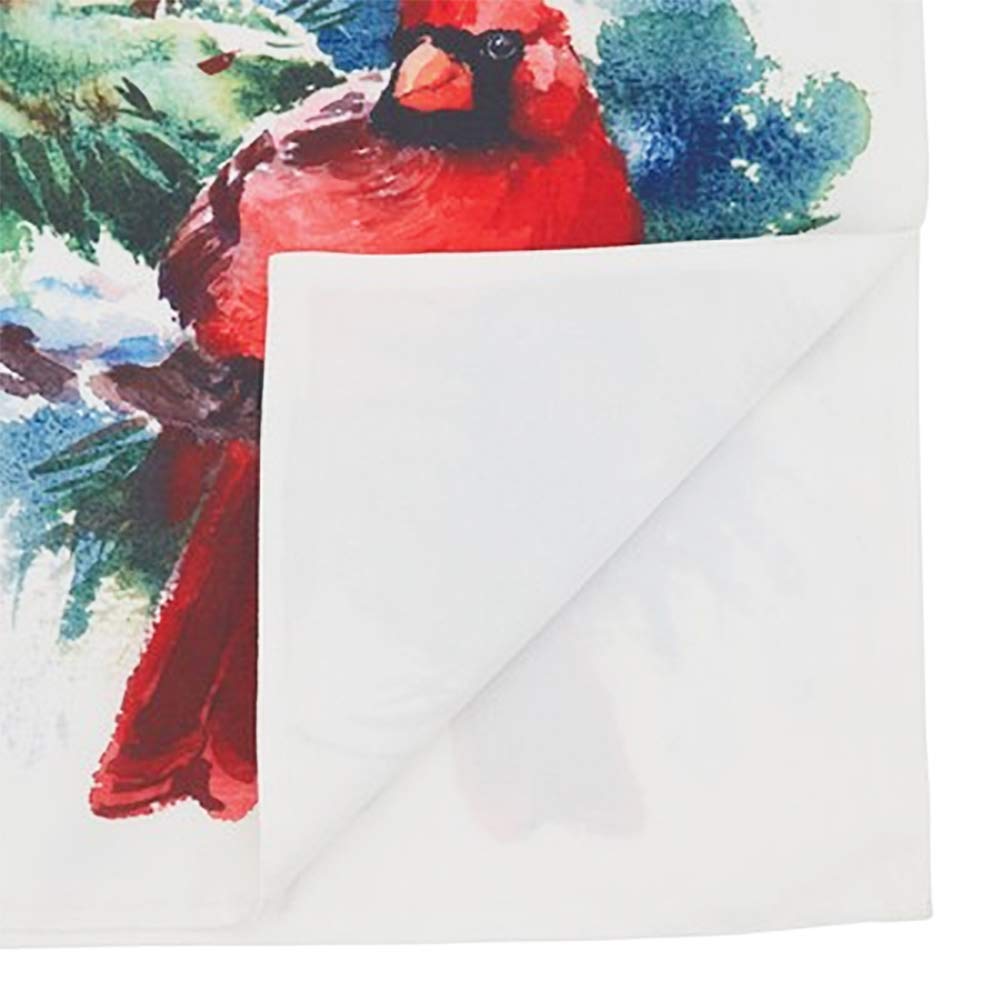 Fennco Styles Watercolor Christmas Cardinal Table Runner 16" W x 70" L - Multicolored Table Cover for Christmas Décor, Home, Banquet, Family Gathering, Holiday and Special Occasion