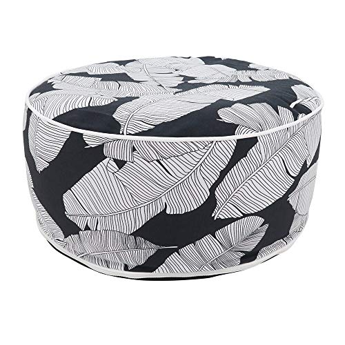 Fennco Styles Modern Tropic Design Round Indoor & Outdoor Pouf – 200lbs Weight Capacity Removable Cover Ottoman for Low Seat, Bedroom, Backyard and Living Room Décor