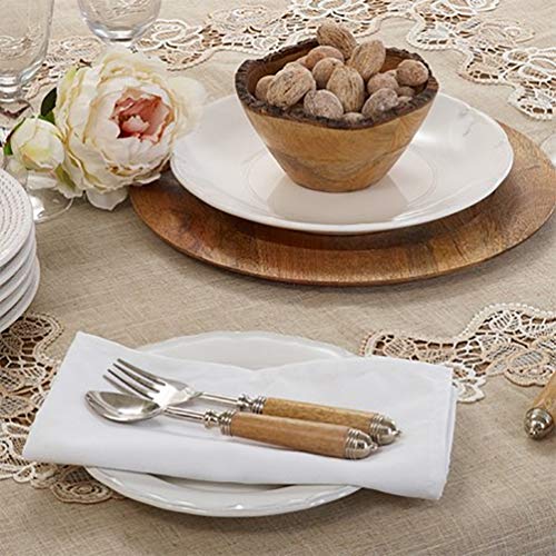 Fennco Styles Elegant Lace Rose Border Tablecloth 54" W x 54" L - Natural Floral Square Table Cover for Home Décor, Banquets, Wedding, Family Gathering and Special Events