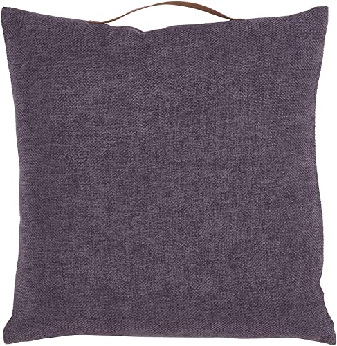 Fennco Styles Solid Chenille Decorative Filled Throw Pillow with Handle 18" W x 18" L – Accent Cushion for Couch, Bedroom, Living Room and Office Décor